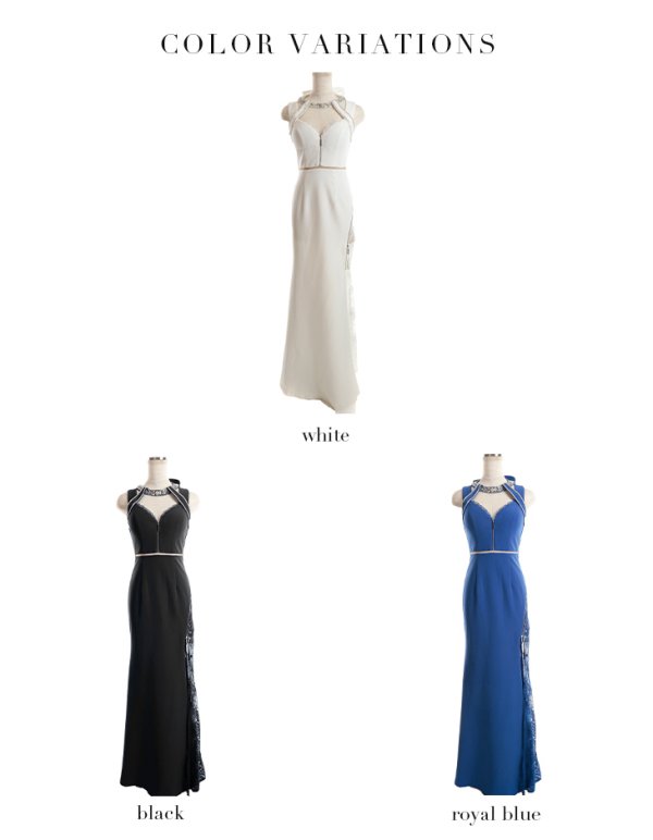 画像22: Lサイズあり【Glossy/グロッシー】フロントジッパー/ ウエストシースルー/ ワンカラー/ ノースリーブ/ タイト/ スリット/ ロングドレス/ キャバドレスlong[OF08]