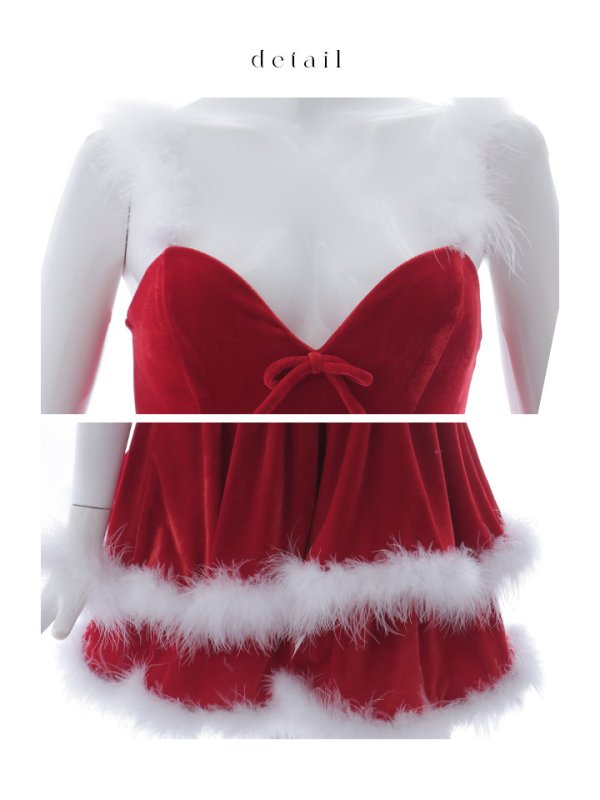 画像16: 【即日発送】【サンタコス 4点セット】【XS-Lサイズ/1カラー】二段フリルボリュームフレアサンタ[YMT]