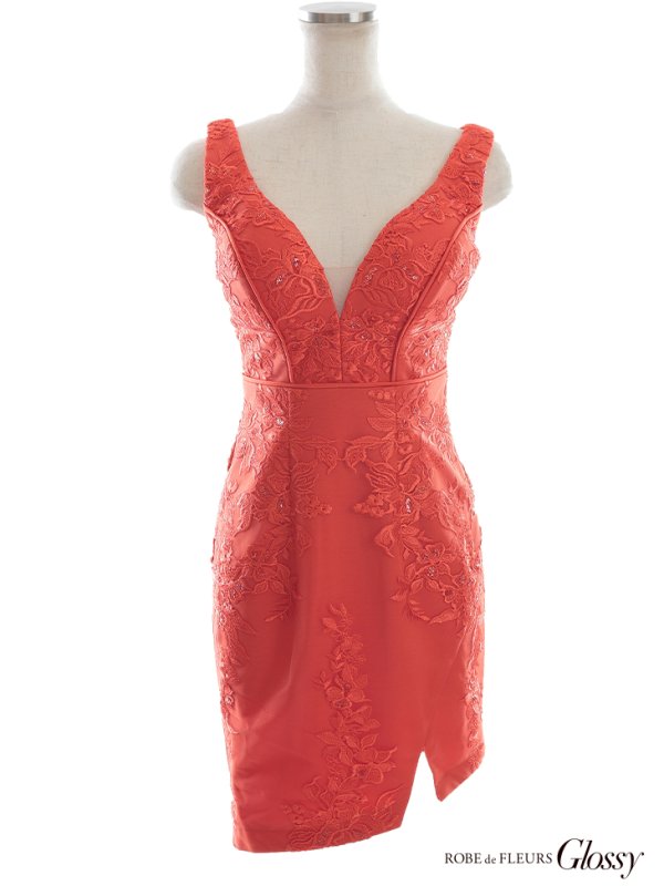 画像11: XSサイズあり【Glossy/グロッシー】フラワーモチーフ/ ノースリーブ/ 総レース/ アシンメトリー/ タイト/ ミニドレス/ キャバドレス[OF08]