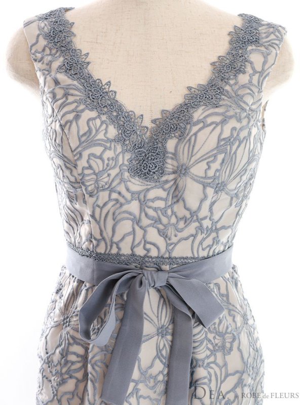 画像20: Lサイズあり【DEA./ディア】フラワーモチーフ/ リボンベルト/ 総レース/ ノースリーブ/ 膝丈/ タイト/ ミディアムドレス/ キャバドレス【OF08】