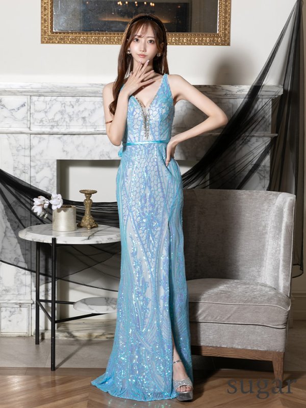 画像17: Lサイズあり【JEAN MACLEAN/ジャンマクレーン】マーメイド/ スパンコール刺繍/ ノースリーブ/ スピンドル/ スリット/ ロングドレス/ キャバドレスlong[OF2A]