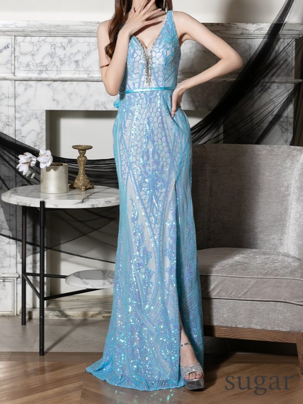 画像18: Lサイズあり【JEAN MACLEAN/ジャンマクレーン】マーメイド/ スパンコール刺繍/ ノースリーブ/ スピンドル/ スリット/ ロングドレス/ キャバドレスlong[OF2A]