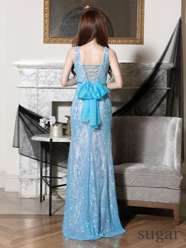 画像19: Lサイズあり【JEAN MACLEAN/ジャンマクレーン】マーメイド/ スパンコール刺繍/ ノースリーブ/ スピンドル/ スリット/ ロングドレス/ キャバドレスlong[OF2A]