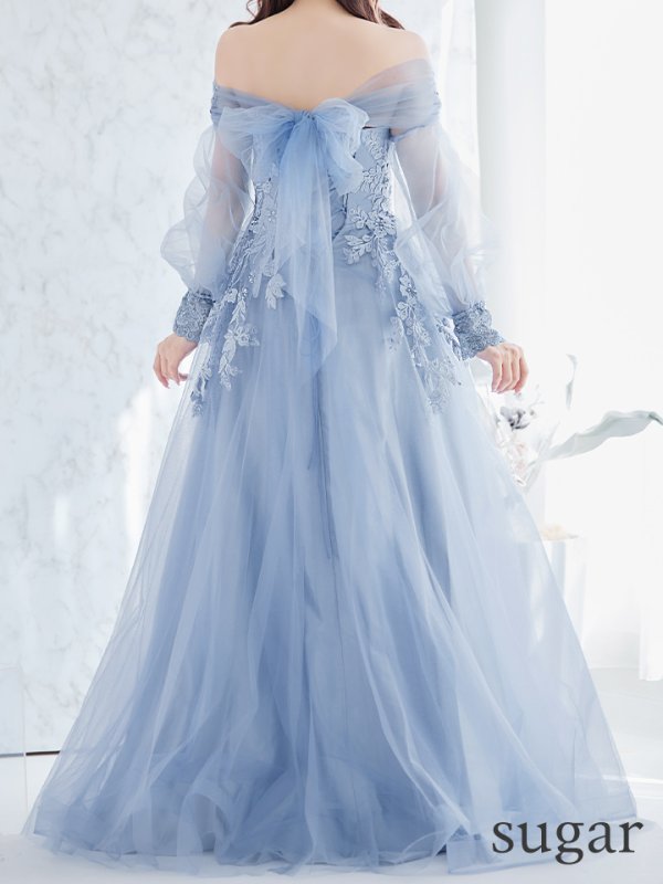 画像11: Lサイズあり【JEAN MACLEAN/ジャンマクレーン】ベア/ オフショル/ 2way/ ショールスリーブ/ 袖あり/ 立体フラワー刺繍/ ラメ/ プリンセス/ ロングドレス/ キャバドレス long[OF2A]