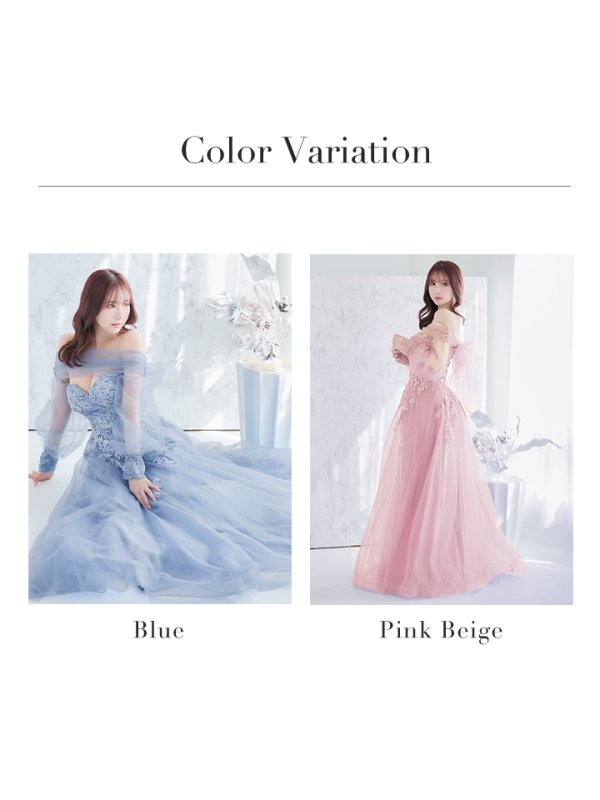 画像21: Lサイズあり【JEAN MACLEAN/ジャンマクレーン】ベア/ オフショル/ 2way/ ショールスリーブ/ 袖あり/ 立体フラワー刺繍/ ラメ/ プリンセス/ ロングドレス/ キャバドレス long[OF2A]