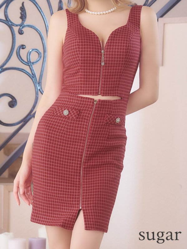 画像10: XSサイズあり【IRMA/イルマ】フロントジップ/ ビスチェ/ ウエストカット/ パールボタン/ タイト/ ミニドレス/ キャバドレス【HC02】