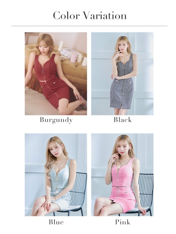 画像42: XSサイズあり【IRMA/イルマ】フロントジップ/ ビスチェ/ ウエストカット/ パールボタン/ タイト/ ミニドレス/ キャバドレス【HC02】