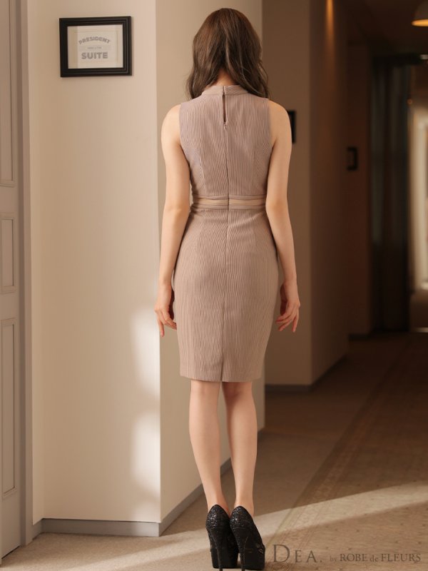 画像15: Lサイズあり【DEA./ディア】ベルトライク/ シンプル/ ワンカラー/ ノースリーブ/ ハイネック/ 膝丈/ タイト/ ミディアムドレス/ キャバドレス【OF08】