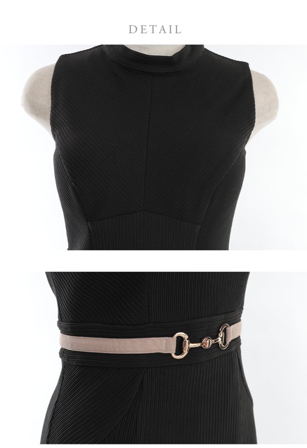 画像23: Lサイズあり【DEA./ディア】ベルトライク/ シンプル/ ワンカラー/ ノースリーブ/ ハイネック/ 膝丈/ タイト/ ミディアムドレス/ キャバドレス【OF08】