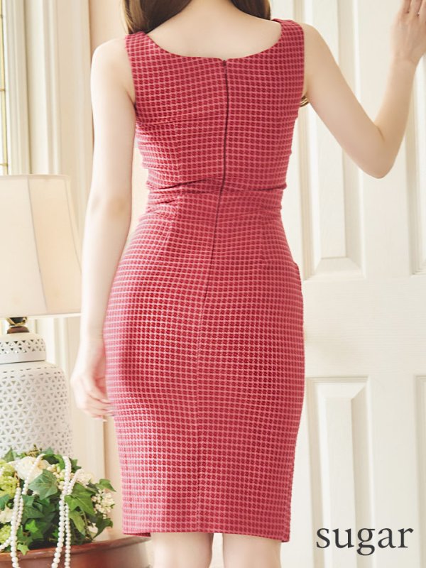 画像23: Lサイズあり【JEAN MACLEAN/ジャンマクレーン】ジップデザイン/ カットアウト/ ノースリーブ/ ストレッチ/ 膝丈/ タイト/ ミディアムドレス/ キャバドレス【HC02】