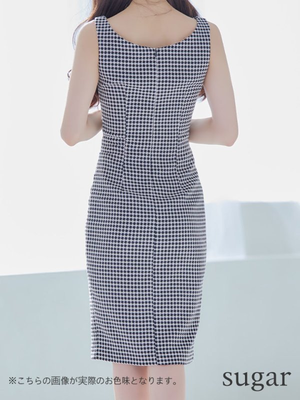 画像9: Lサイズあり【JEAN MACLEAN/ジャンマクレーン】ジップデザイン/ カットアウト/ ノースリーブ/ ストレッチ/ 膝丈/ タイト/ ミディアムドレス/ キャバドレス【HC02】