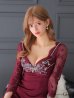 画像6: 【ROBE de FLEURS Glossy/ローブ・ド・フルール グロッシー】レーススリーブ/ 七分袖/ 長袖/ 袖あり/ ビジュー/ ストレッチ/ タイト/ ミニドレス/ キャバドレス[OF2]