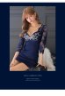 画像14: 【ROBE de FLEURS Glossy/ローブ・ド・フルール グロッシー】レーススリーブ/ 七分袖/ 長袖/ 袖あり/ ビジュー/ ストレッチ/ タイト/ ミニドレス/ キャバドレス[OF2]