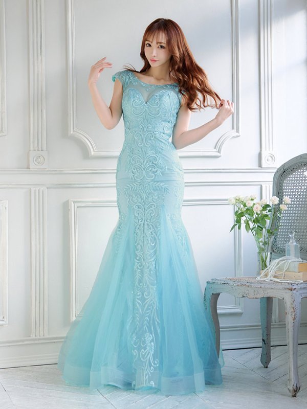 画像7: Lサイズあり【JEAN MACLEAN/ジャンマクレーン】マーメイド/ ノースリーブ/ 刺繍/ スピンドル/ ロングドレス/ キャバドレスlong[OF2A]