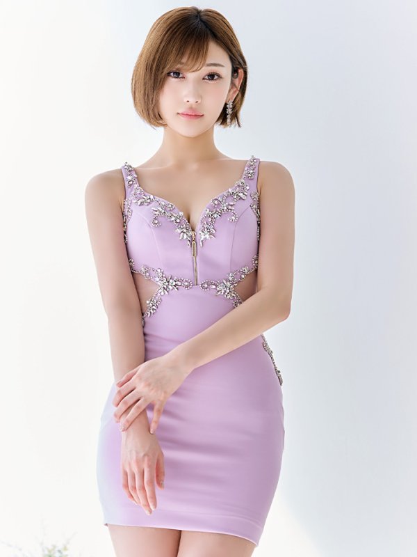 画像6: XSサイズあり【IRMA/イルマ】バストジップ/ ワンカラー/ サイドシアー/ ノースリーブ/ ストレッチ/ タイト/ ミニドレス【HC02】