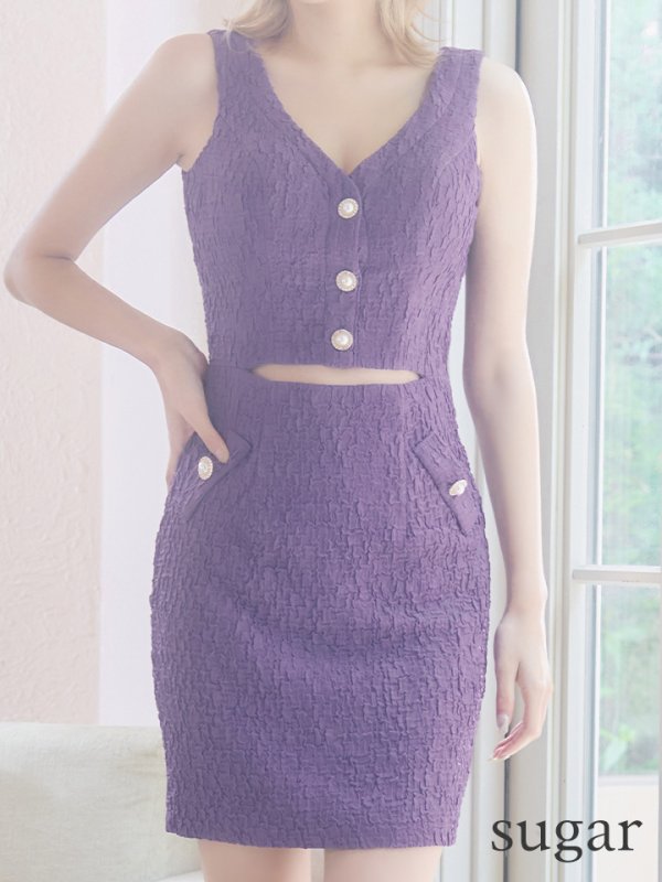 画像9: 門りょうちゃん着用 sugarオリジナルカラー・XSサイズあり【IRMA/イルマ】ウエストカット/ ビスチェ/ パールボタン/ ストレッチ/ タイト/ ミニドレス/ キャバドレス【HC02】