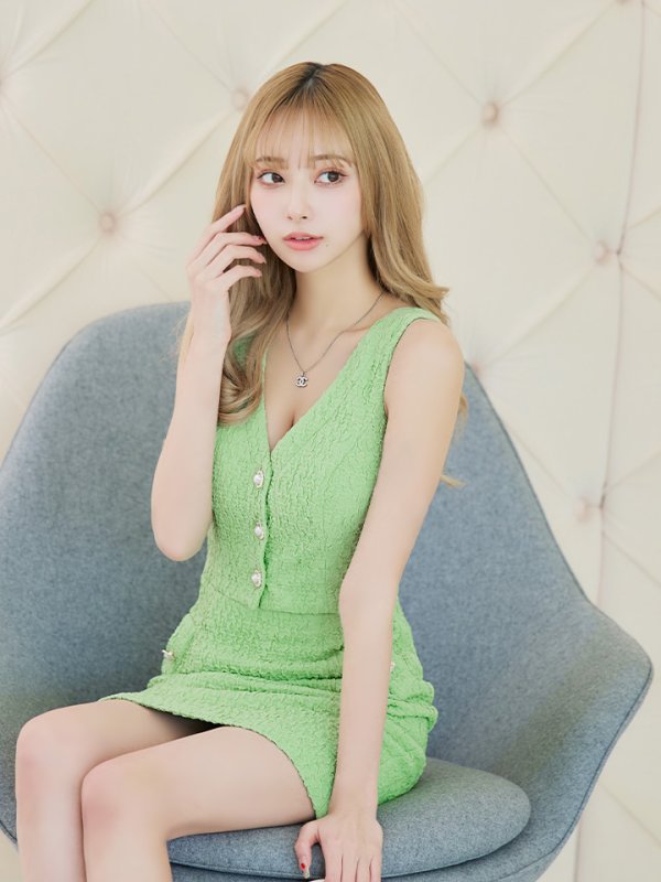 画像4: sugarオリジナルカラー・XSサイズあり【IRMA/イルマ】ウエストカット/ ビスチェ/ パールボタン/ ストレッチ/ タイト/ ミニドレス/ キャバドレス【HC02】