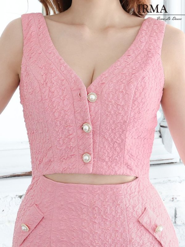 画像3: sugarオリジナルカラー・XSサイズあり【IRMA/イルマ】ウエストカット/ ビスチェ/ パールボタン/ ストレッチ/ タイト/ ミニドレス/ キャバドレス【HC02】