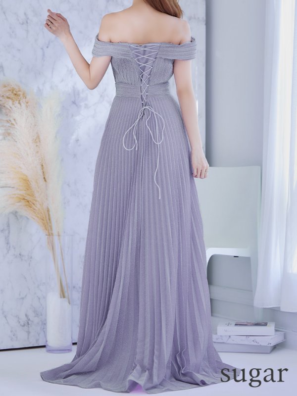 画像8: Lサイズあり【IRMA/イルマ】オフショル/ ラメ/ ハートカット/ スリット/ スピンドル/ フレア/ バースデー/ ロングドレス/ キャバドレス long[OF2A]