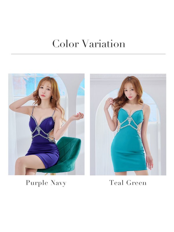 画像13: XSサイズあり【IRMA/イルマ】ワンカラー/ ビジュー/ キャミソール/ カットアウト/ シアー/ ストレッチ/ タイト/ ミニドレス/ キャバドレス【HC02】