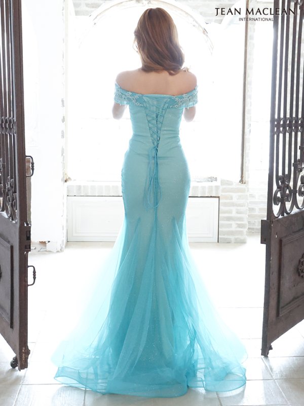 画像5: Lサイズあり【JEAN MACLEAN/ジャンマクレーン】マーメイド/ オフショル/ フラワー刺繍/ ラメネット/ スピンドル/ ロングドレス/ キャバドレスlong[OF2A]