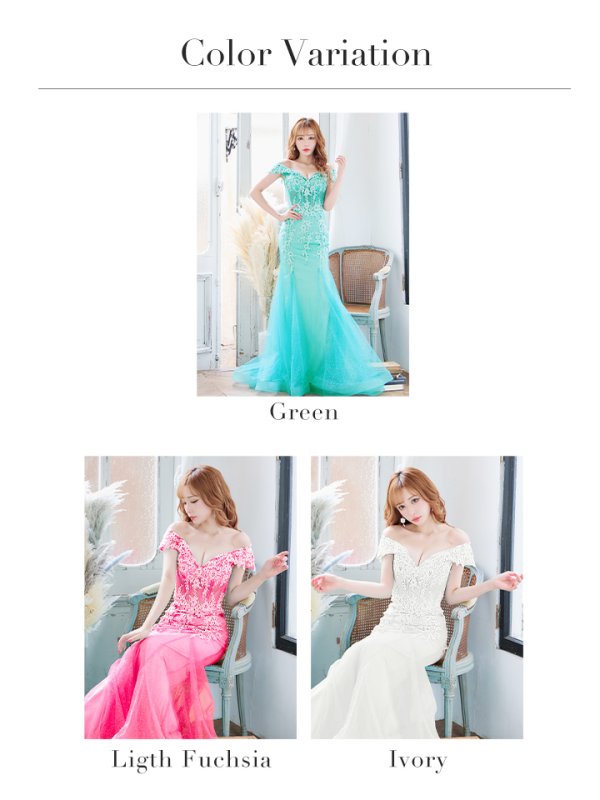 画像19: Lサイズあり【JEAN MACLEAN/ジャンマクレーン】マーメイド/ オフショル/ フラワー刺繍/ ラメネット/ スピンドル/ ロングドレス/ キャバドレスlong[OF2A]