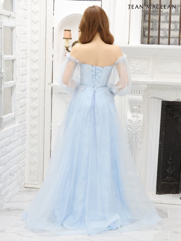 画像6: Lサイズあり【JEAN MACLEAN/ジャンマクレーン】ベア/ オフショル/ 2way/ パフスリーブ/ 袖あり/ コルセット風/ スピンドル/ 立体モチーフ/ ネットレース/ プリンセス/ ロングドレス/ キャバドレス long[OF2A]