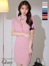 XSサイズあり【ROBE de FLEURS Glossy/ローブ・ド・フルール グロッシー】バストカット/ ウエストカット/ 袖あり/ 半袖/ バックル/ ストレッチ/ タイト/ ミニドレス/ キャバドレス[OF2]