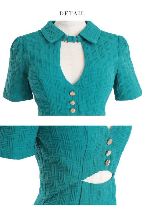 画像45: XSサイズあり【Glossy/グロッシー】バストカット/ ウエストカット/ 袖あり/ 半袖/ バックル/ ストレッチ/ タイト/ ミニドレス/ キャバドレス[OF08]