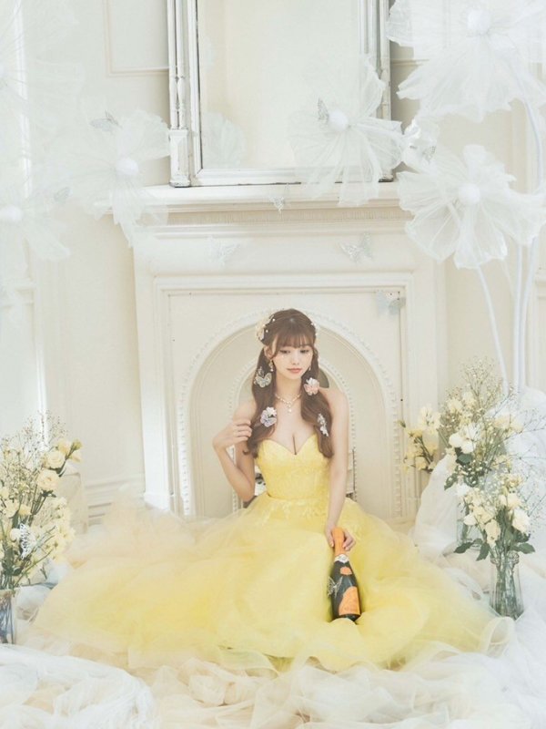 画像9: 【りこ/関西コレクション着用】Lサイズあり【JEAN MACLEAN/ジャンマクレーン】ベア/ オフショル/ 2way/ パフスリーブ/ 袖あり/ コルセット風/ スピンドル/ フラワー刺繍/ ネットレース/ プリンセス/ ロングドレス/ キャバドレス long[OF2A]