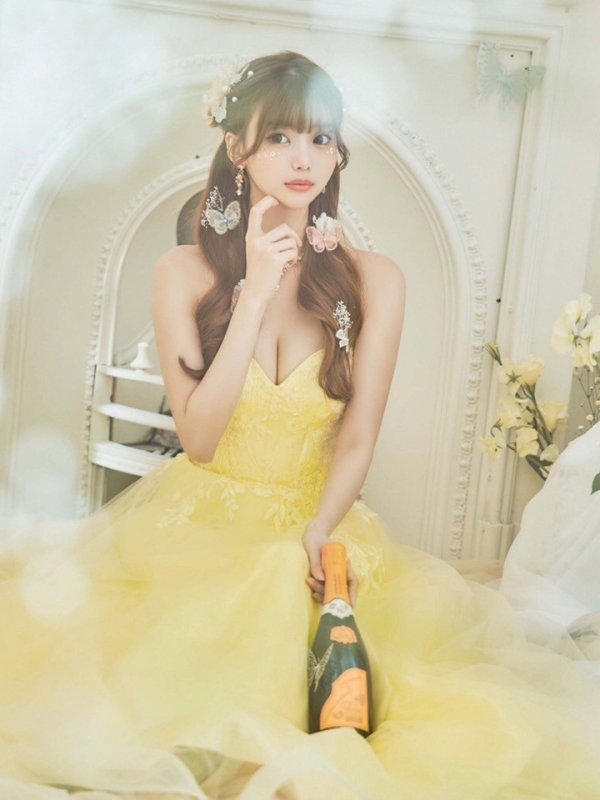 画像11: 【りこ/関西コレクション着用】Lサイズあり【JEAN MACLEAN/ジャンマクレーン】ベア/ オフショル/ 2way/ パフスリーブ/ 袖あり/ コルセット風/ スピンドル/ フラワー刺繍/ ネットレース/ プリンセス/ ロングドレス/ キャバドレス long[OF2A]