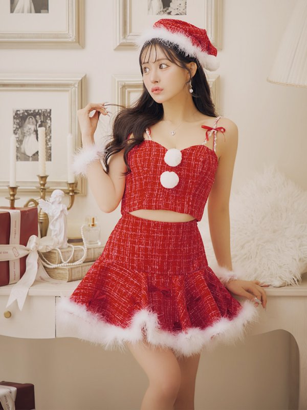 画像14: 【ノベルティ対象】【即日発送】【サンタコス 5点セット】【XS-Lサイズ/2カラー】セットアップフレアミニサンタ[YMT]