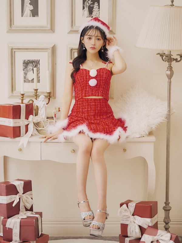 画像15: 【ノベルティ対象】【即日発送】【サンタコス 5点セット】【XS-Lサイズ/2カラー】セットアップフレアミニサンタ[YMT]