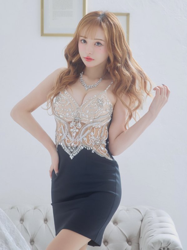 画像5: XSサイズあり【IRMA/イルマ】キャミソール/ シアー/ ビジュー/ 切り替え/ タイト/ ミニドレス/ キャバドレス【HC02】