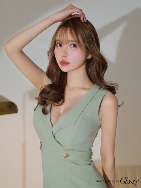 画像17: XSサイズあり【Glossy/グロッシー】襟付き/ レザーベルトデザイン/ ノースリーブ/ シンプル/ ワンカラー/ タイト/ ミニドレス/ キャバドレス[OF08]