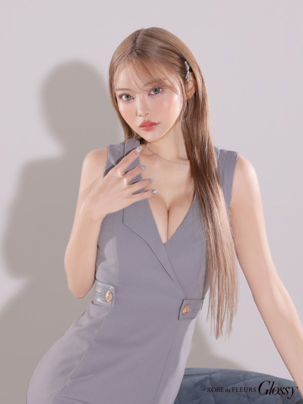 画像10: XSサイズあり【Glossy/グロッシー】襟付き/ レザーベルトデザイン/ ノースリーブ/ シンプル/ ワンカラー/ タイト/ ミニドレス/ キャバドレス[OF08]