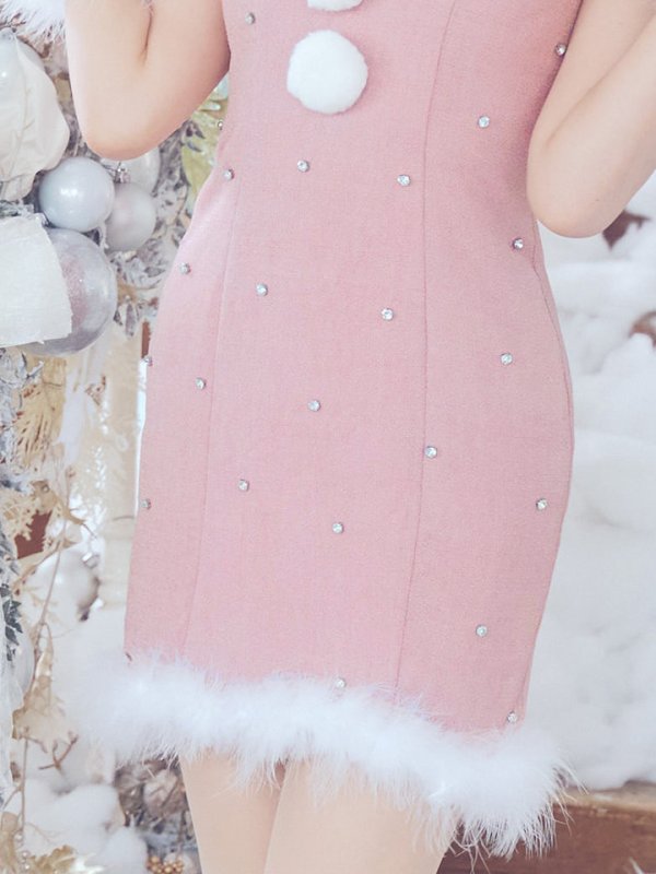 画像27: 【ノベルティ対象】【即日発送！】【サンタコス 4点セット】【XS-XLサイズ/3カラー】ショルダーリボンビジューサンタ[YMT]