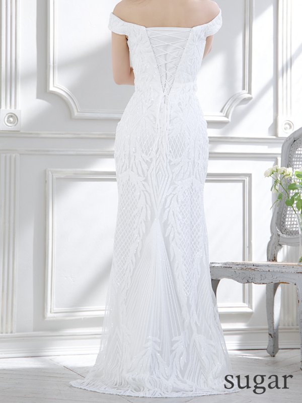 画像13: Lサイズあり【JEAN MACLEAN/ジャンマクレーン】オフショル/ スパンコール/ ビジュー/ スピンドル/ シアー/ タイト/ ロングドレス/ キャバドレスlong[OF2A]