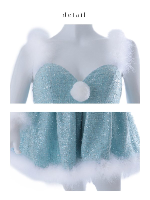 画像39: 【一部予約商品/11月中旬発送予定】【サンタコス 4点セット】【XS-XLサイズ/3カラー】ラメツイードミニワンピースサンタ[YMT]