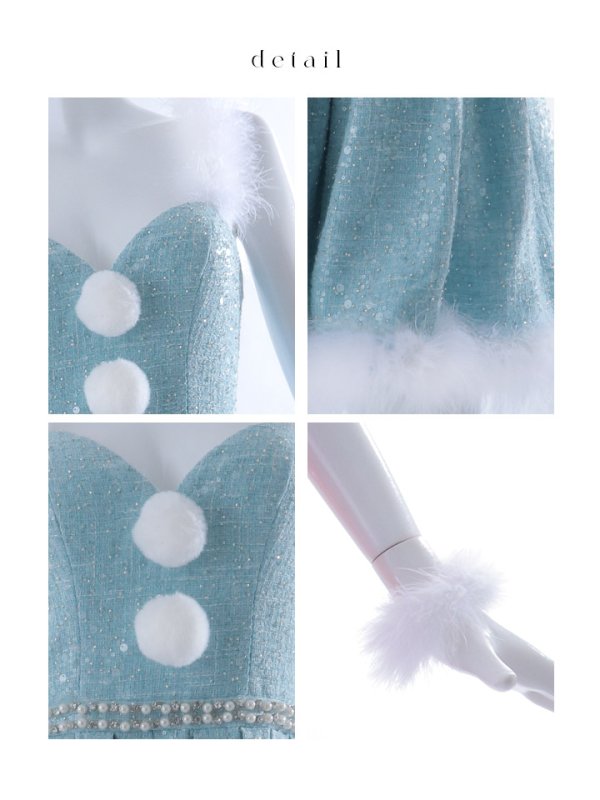 画像40: 【一部予約商品/11月中旬発送予定】【サンタコス 4点セット】【XS-XLサイズ/3カラー】ラメツイードミニワンピースサンタ[YMT]