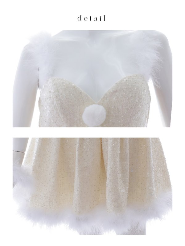 画像44: 【即日発送】【サンタコス 4点セット】【XS-XLサイズ/3カラー】ラメツイードミニワンピースサンタ[OF01]