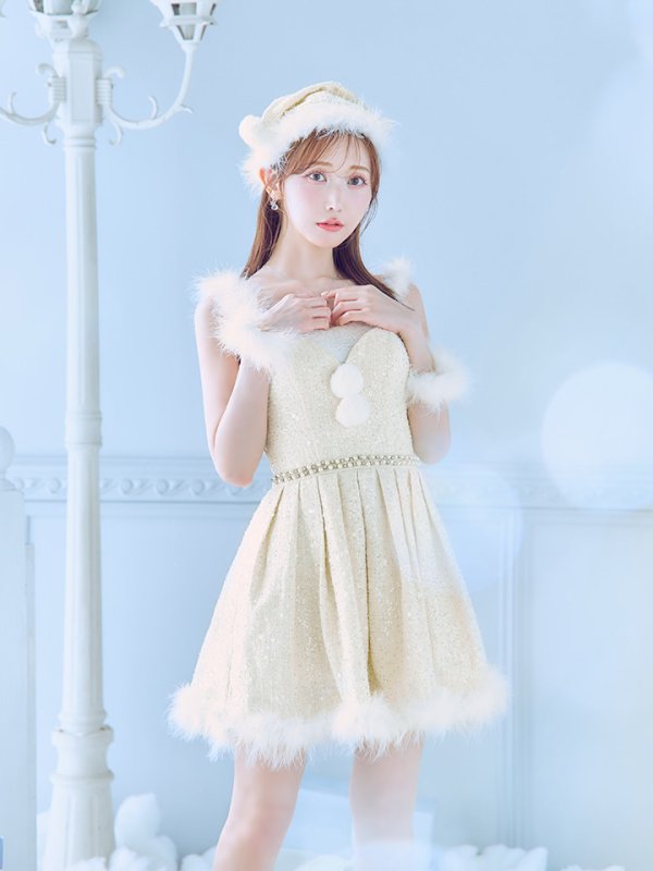 画像39: 【一部予約商品/11月中旬発送予定】【サンタコス 4点セット】【XS-XLサイズ/3カラー】ラメツイードミニワンピースサンタ[YMT]