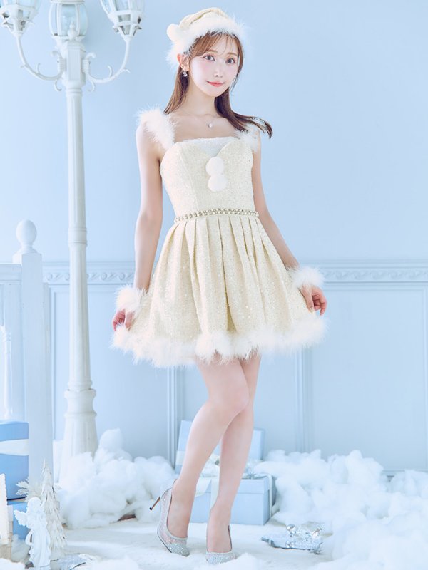 画像37: 【一部予約商品/11月中旬発送予定】【サンタコス 4点セット】【XS-XLサイズ/3カラー】ラメツイードミニワンピースサンタ[YMT]