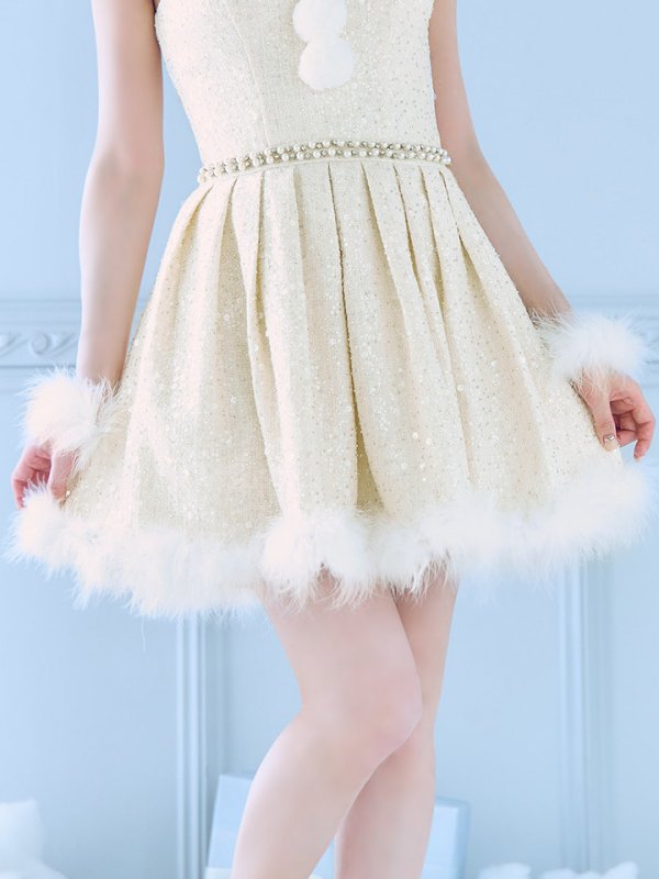 画像7: 【即日発送】【サンタコス 4点セット】【XS-XLサイズ/3カラー】ラメツイードミニワンピースサンタ[OF01]