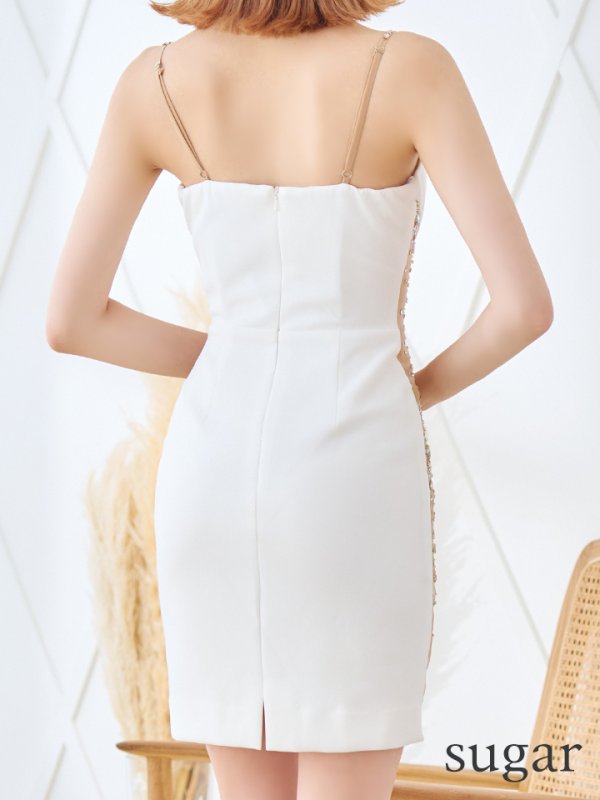 画像16: XSサイズあり【IRMA/イルマ】シンプル/ ワンカラー/ キャミ/ サイドシアー/ ビジュー/ ストレッチ/ タイト/ ミニドレス/ キャバドレス【HC02】