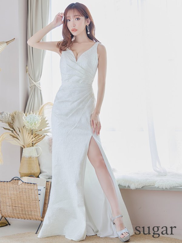 画像20: S-Lサイズあり【JEAN MACLEAN/ジャンマクレーン】フクレジャガード/ 膨れジャガード/ ワンカラー/ スリット/ / ノースリーブ/ タイト/ ロングドレス/ キャバドレスlong[OF2A]