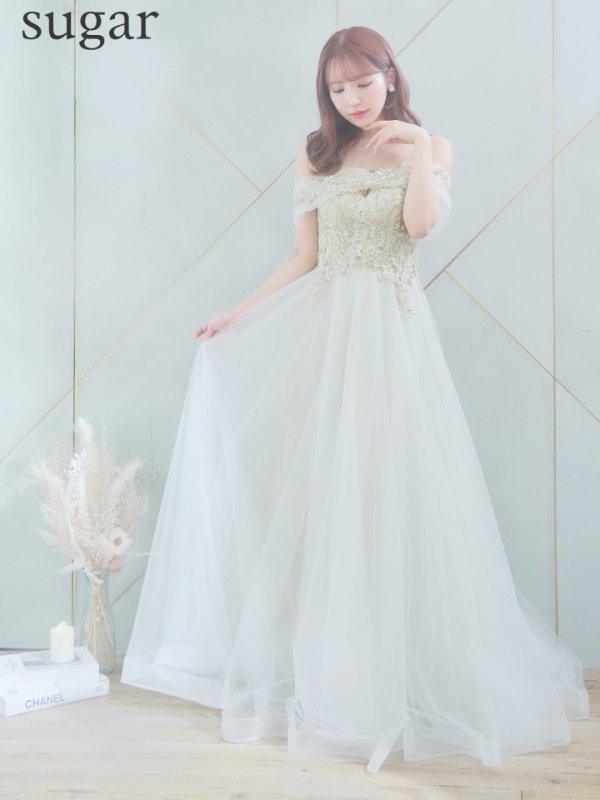 画像7: Lサイズあり【JEAN MACLEAN/ジャンマクレーン】ベア/ オフショル/ ワンショル/ 3way/ ゴールドレース/ フラワー刺繍レース/ プリンセス/ ロングドレス/ キャバドレス long[OF2A]