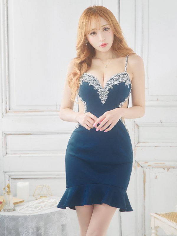 画像6: sugarオリジナルカラー・XSサイズあり【IRMA/イルマ】ビジューデザイン/ サイドシアー/ キャミソール/ ワンカラー/ タイト/ マーメイド/ ミニドレス/ キャバドレス【HC02】