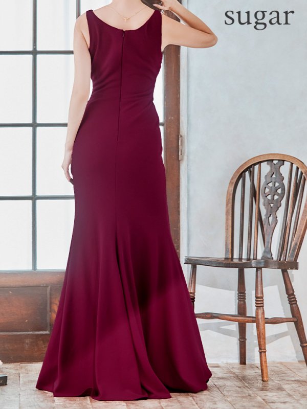 画像18: S-Lサイズあり【JEAN MACLEAN/ジャンマクレーン】シンプル/ ワンカラー/ スリット/ タック/ ノースリーブ/ タイト/ ロングドレス/ キャバドレスlong[OF2A]