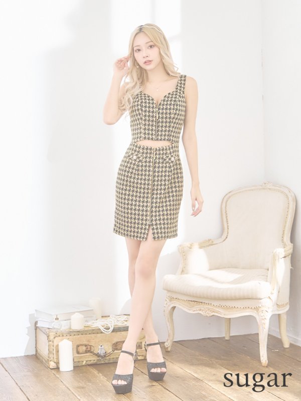 画像7: XSサイズあり【IRMA/イルマ】フロントジップ/ ビスチェ/ ウエストカット/ パールボタン/ ストレッチ/ タイト/ ミニドレス/ キャバドレス【HC02】